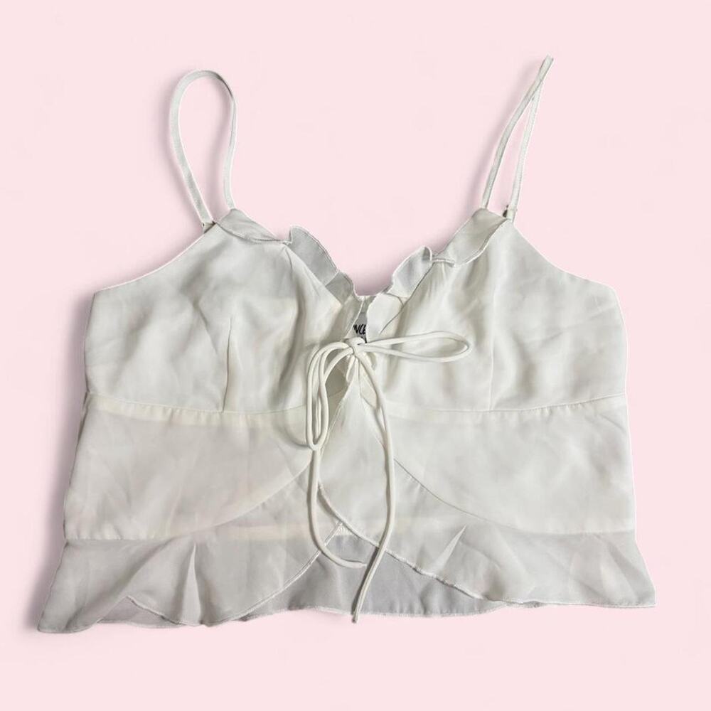 Princess Polly White Ruffle Cropped Tank - 4
